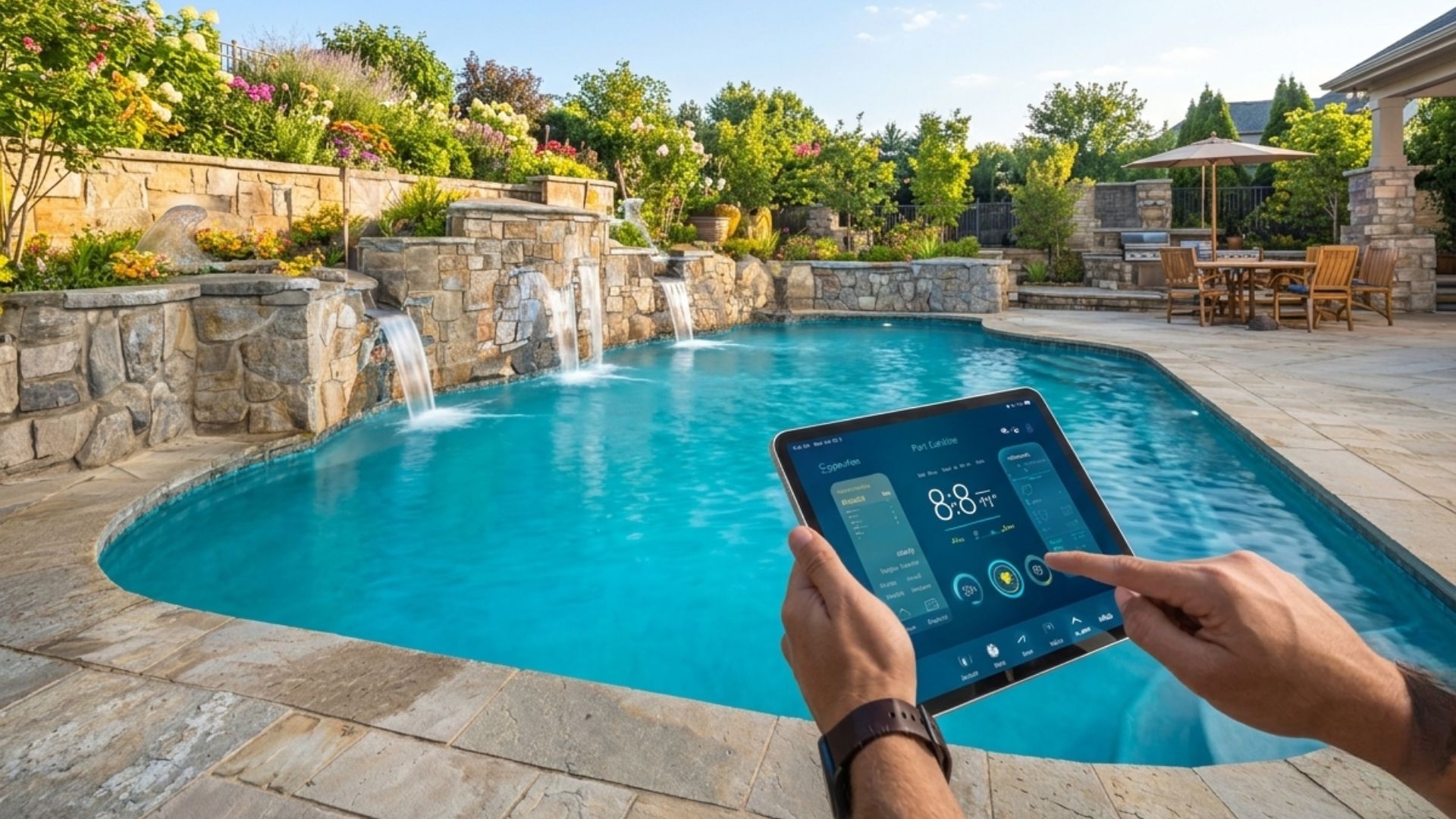 Smart Pool with LED Lighting Night